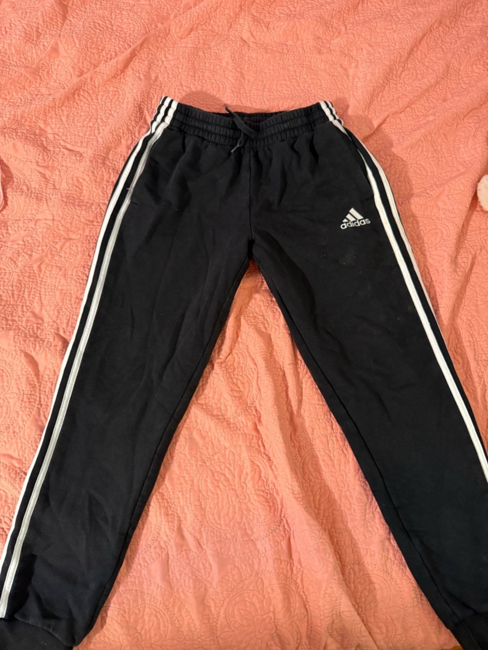 adidas Black Jogger Pants with White Side Stripes
